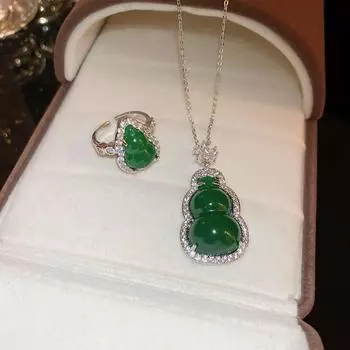 Новое китайское зеленое ожерелье из циркония «Калабаш» в деревенском стиле с цепочкой на ключицу Ring