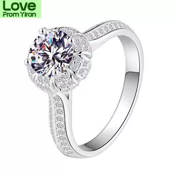 Новое классическое кольцо для женщин из серебра 925 пробы с шестью когтями и муассанитом, два карата, кольца, ювелирные изделия, подарок на годовщину, день рождения, туризм, пара