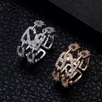 Новое классическое модное женское модное медное кольцо с геометрией из циркония, регулируемое кольцо на палец, открытые ювелирные изделия, обручальные кольца