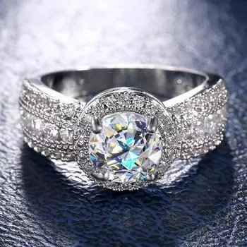 Новое классическое свадебное обручальное кольцо, кольца вечности с круглым цирконием, роскошные ювелирные изделия, женское кольцо высокого качества серебряного цвета 6