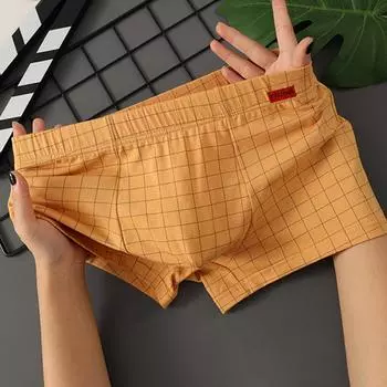 Новое клетчатое нижнее белье мужские боксеры хлопковые мужские пенисные дышащие мужские боксеры плюшевые размеры L-5XL L чёрный