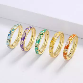 Новое кольцо Boho Contrast Enamel Ring Красочные кольца Литературная ниша Личность No.6