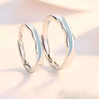 Новое кольцо для пар с морем, серебро S925, модные кольца в форме сердца для влюбленных, мужские и женские украшения, подарок на День святого Валентина