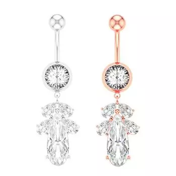 Новое кольцо для пупка с большой каплей воды и листком, ювелирные изделия для пирсинга ногтей в пупке