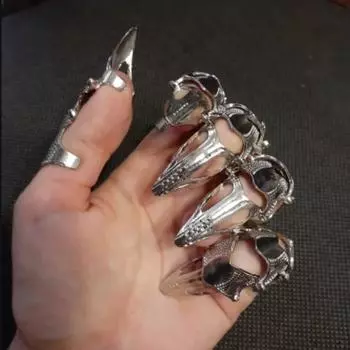 Новое кольцо Imixlot Punk Ring Rock Scroll Joint Armor Knuckle Metal Full Finger Claw Rings Set Halloween Ring Set Resizable золотой