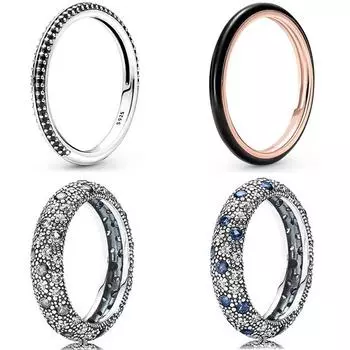 Новое кольцо из стерлингового серебра 925 пробы, переплетенная лента, шокирующее черное кольцо Pave Me, стильное кольцо с кристаллом для женщин, подарочные ювелирные изделия своими руками 8