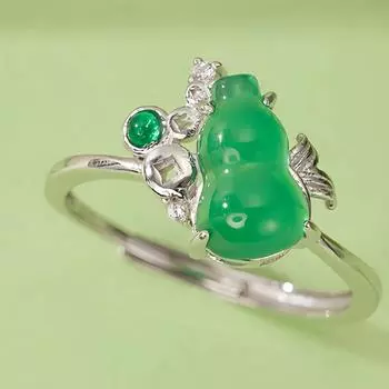 Новое кольцо из стерлингового серебра 925 пробы с высоким содержанием льда и тыквы, натуральное, белое, зеленое, нишевый дизайн, высокочувственные кольца зелёный