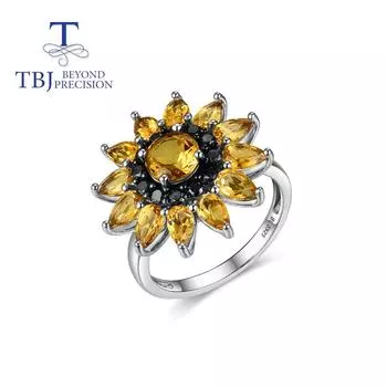 Новое кольцо из стерлингового серебра 925 пробы с натуральным камнем цитрином, изысканное ювелирное изделие, созданное как модный подарок для женщин us ring size 6# жёлтый