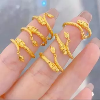 Новое кольцо из стерлингового серебра с изображением магического дракона, машущего хвостом, винтажное золотое кольцо с изображением зодиакального дракона, удача, удача, удача, украшение для женщин opening adjustable золотой