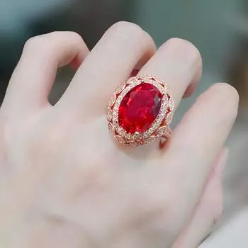 Новое кольцо принцессы с красным бриллиантом, кулон, ожерелье, голубиная кровь, турмалин, красочный комплект украшений с цветком Resizable