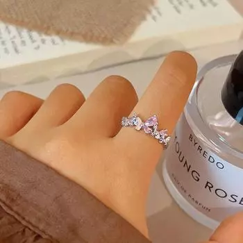 Новое кольцо с бабочкой из розового циркония, женская мода, нестандартное отверстие, регулируемое кольцо, ювелирные изделия для свадебной вечеринки