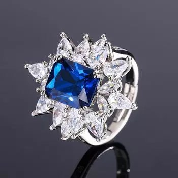 Новое кольцо с цирконом, имитация натурального топаза, ретро-кольцо с королевским сапфиром