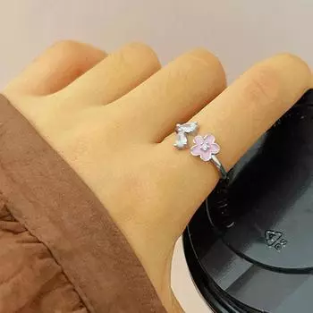 Новое кольцо с цветочным кристаллом и цирконием, простое открывающееся кольцо, женское украшение для вечеринки, подарок на день рождения для девочки