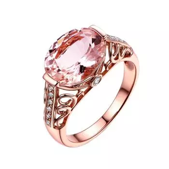 Новое кольцо с драгоценным камнем Кольцо с морганитом Кольцо из розового золота 18 карат с бриллиантом Цветные драгоценные камни 10