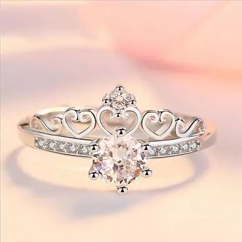 Новое кольцо с короной из стерлингового серебра 925 пробы для женщин, модное регулируемое кольцо с муассанитом и цирконием, женское ювелирное изделие на годовщину, подарок Resizable