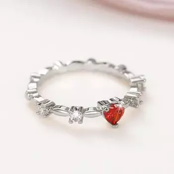 Новое кольцо с красным сердцем, инкрустированное медью, горячая распродажа, романтическое помолвочное кольцо для европейских и американских женщин No. 6