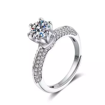 Новое кольцо с муассанитом в один карат для женщин - универсальные ювелирные изделия из серебра 925 пробы с бриллиантами, регулируемые, подарок на день рождения, на праздник, для влюбленных