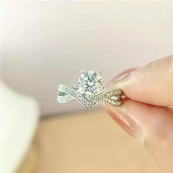 Новое кольцо с муассанитом в виде креста и короны, 1 карат, цвет D, vvs1, стерлинговое серебро S925, платиновое покрытие, обручальные кольца с бриллиантами 5