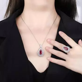 Новое кольцо с подвеской из красного корунда, ювелирное украшение, рубиновое банкетное кольцо, женская мода