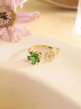 Новое кольцо с регулируемым размером в стиле «новая роскошь», подсолнух, циркон, простое, свежее, высококлассное открытое кольцо