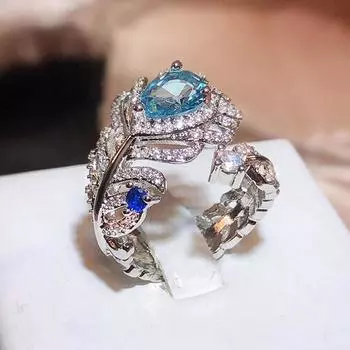 Новое кольцо с синим цирконием и регулируемым отверстием для женского кольца без выцветания ювелирных изделий Opening adjustable