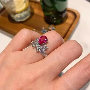 Новое кольцо в форме груши, кольцо с полным бриллиантом и цирконием, драгоценное кольцо с голубым цирконом цвета Параиба.