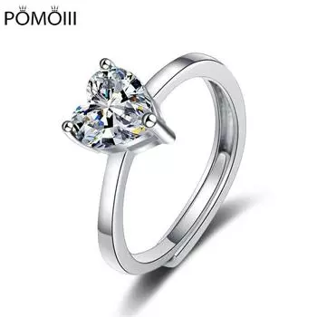 Новое кольцо в форме сердца для женщин, универсальные ювелирные изделия, кольца с бриллиантами из серебра 925 пробы, регулируемое отверстие, подарок на годовщину пары
