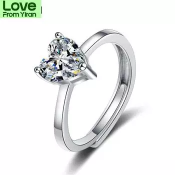 Новое кольцо в форме сердца для женщин, универсальные ювелирные изделия, кольца с бриллиантами из серебра 925 пробы, регулируемое отверстие, подарок на годовщину пары