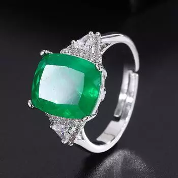 Новое кольцо знаменитости, толстое прямоугольное имитация изумруда, имитация цвета параиба, ювелирное кольцо