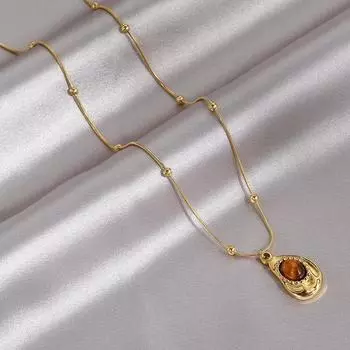 Новое колье Майяра «Тигровый глаз» необычной формы с титановой сталью, 18-каратное золото, универсальная цепочка для свитера с воротниковой костью для женщин 45CM