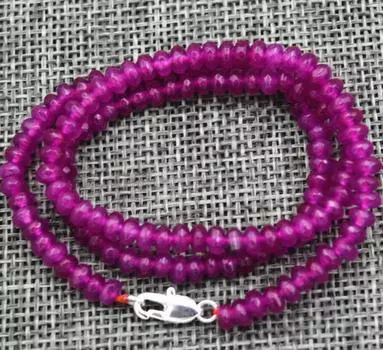 Новое колье ручной работы с драгоценными камнями 2х4 мм и граненым розовым рубином длиной 18 дюймов.