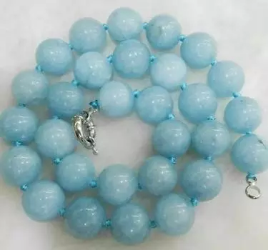 Новое колье с круглыми драгоценными камнями из бразильского аквамарина диаметром 10 мм, 18 дюймов