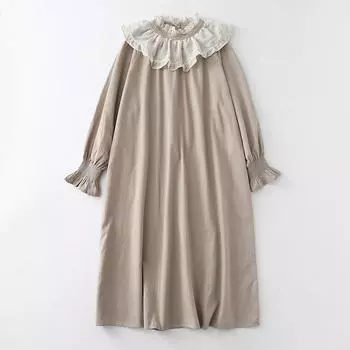 Новое контрастное цветное кружевное платье с длинными рукавами из хлопка и льна с воротником в виде листьев лотоса, женское, свободное и универсальное, женская длинная юбка Mori M