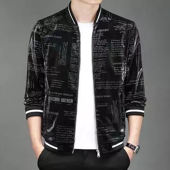 Новое кожаное пальто для мужчин, весенне-осенняя корейская версия, модный повседневный бейсбольный костюм с буквенным принтом, красивый топ, мужская куртка M