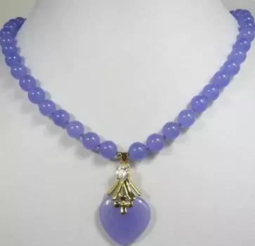 Новое красивое фиолетовое нефритовое ожерелье из нефрита в форме сердца, хорошее