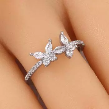 Новое креативное дизайнерское кольцо-бабочка, модное кольцо-бабочка с кристаллами и цирконами, подходящее для женской свадьбы