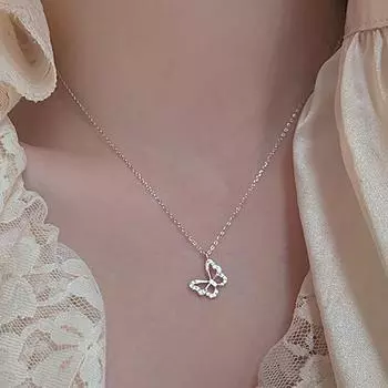 Новое креативное ожерелье с подвеской в виде бабочки, холодный ветер, супер сказочное ожерелье с бабочкой, женская универсальная цепочка на ключицу серебряный