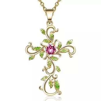 Новое креативное ожерелье в виде листа, обернутый крест, женская бриллиантовая цепочка на шею, аксессуары