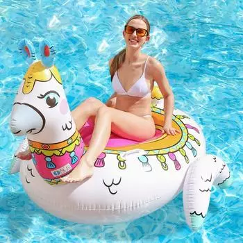 Новое крепление для альпаки, плавучий ряд для взрослых, надувной узор, плавающая кровать, водный шезлонг, плавающий ряд, кольцо для плавания 150*130*104cm