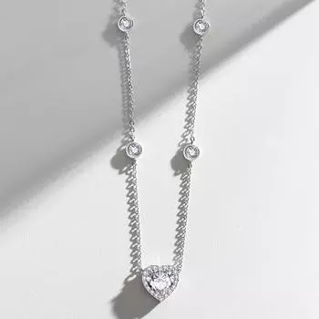 Новое круглое циркониевое ожерелье, изящный кулон в форме сердца, чокер, подарок на день рождения для женщин, изящные украшения A