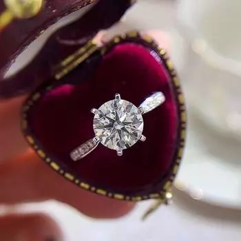 Новое круглое кольцо с 6 когтями из циркония для женщин, серебряное предложение цвета, помолвка, свадьба, вневременной стиль, классические ювелирные изделия 7