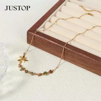 Новое круглое ожерелье из бисера с натуральным гравием, ювелирные изделия INS Star Moon для женщин