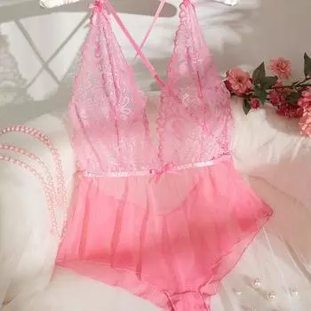 Новое кружевное чистое желание сексуальное заднее перспективное сетчатое цельное эротическое нижнее белье для женщин S