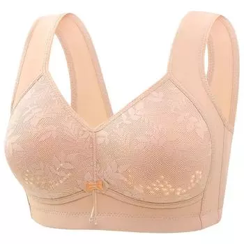 Новое кружевное нижнее белье с чашечками спереди и пряжкой для женщин среднего и пожилого возраста, безободковый бюстгальтер для тети 36/80BC cup чёрный