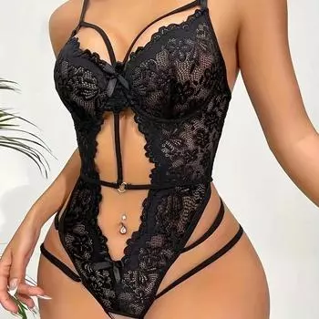 Новое кружево кружево показывающее грудь страсть соблазн цельный эротический костюм нижнее белье женщины S