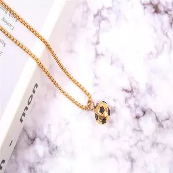 Новое квадратное ожерелье из нержавеющей стали с жемчужинами, персонализированное футбольное ожерелье с подвеской в виде кубка мира по футболу в России золотой