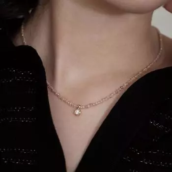 Новое легкое роскошное изысканное ожерелье из чистого серебра с кристаллами шампанского и цирконом для женщин 36cm