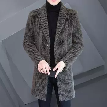 Новое легкое роскошное качество, модное мужское шерстяное пальто средней и длинной длины, однотонное повседневное шерстяное пальто, верх M