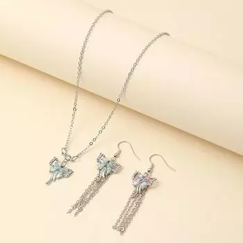 Новое легкое роскошное ожерелье в виде бабочки, персонализированные серьги с бахромой, цепочка на ключицу, свадебный бант