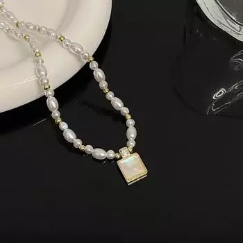 Новое легкое роскошное стильное ожерелье с искусственным жемчугом Love, модное индивидуальное геометрическое ожерелье, женские ювелирные изделия